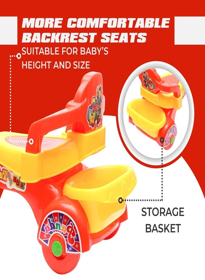 KIDBITKART سيارة توك توك موسيقية من كيدبيت كارت مزودة بأضواء وشاشة بلازما، سيارة ركوب للأطفال، سيارة أطفال، سيارة سحرية للأطفال من عمر سنتين إلى 8 سنوات، للأولاد والبنات (أحمر) - Image 4